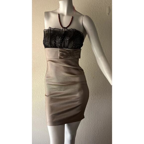 Y2K 2000s Formal Dress Small XS Strapless Mini Ruched Short Fairy Prom HOCO - Picture 8 of 16